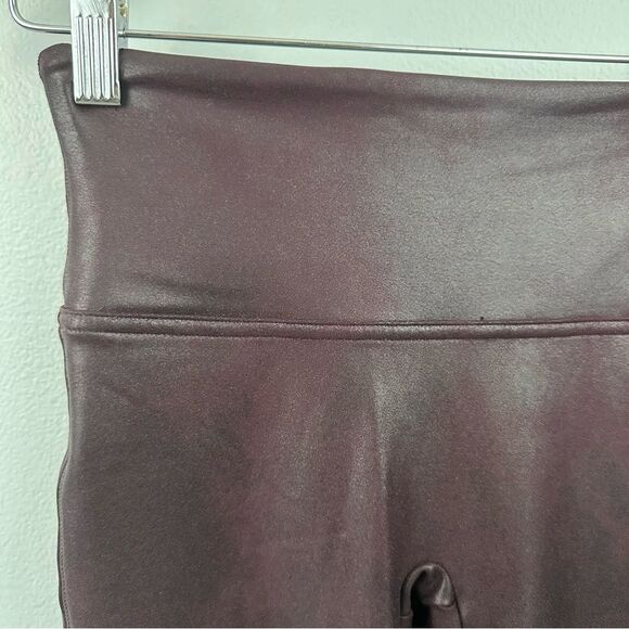 SPANX Burgundy Faux Leather Leggings Size Small - Picture 16 of 16